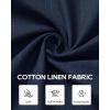 Alimens & Gentle Linen Shirts for Men Long Sleeve Casual Cotton Button Down Shirts Summer Beach Wedding Tops with Pocket(Navy Blue)