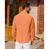 Alimens & Gentle Linen Shirts for Men Long Sleeve Casual Cotton Button Down Shirts Summer Beach Wedding Tops with Pocket(Orange)