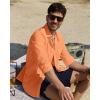 Alimens & Gentle Linen Shirts for Men Long Sleeve Casual Cotton Button Down Shirts Summer Beach Wedding Tops with Pocket(Orange)