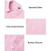 Alimens & Gentle Linen Shirts for Men Long Sleeve Casual Cotton Button Down Shirts Summer Beach Wedding Tops with Pocket(Pink)