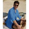 Alimens & Gentle Linen Shirts for Men Long Sleeve Casual Cotton Button Down Shirts Summer Beach Wedding Tops with Pocket(Royal Blue)