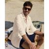 Alimens & Gentle Linen Shirts for Men Long Sleeve Casual Cotton Button Down Shirts Summer Beach Wedding Tops with Pocket(Tan)