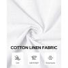 Alimens & Gentle Linen Shirts for Men Long Sleeve Casual Cotton Button Down Shirts Summer Beach Wedding Tops with Pocket(White)