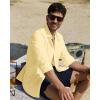 Alimens & Gentle Linen Shirts for Men Long Sleeve Casual Cotton Button Down Shirts Summer Beach Wedding Tops with Pocket(Yellow)