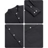 Alimens & Gentle Men’s Cotton Linen Shirts Long Sleeve Button Down Shirt Band Collar Beach Shirts(Black)