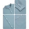 Alimens & Gentle Men’s Cotton Linen Shirts Long Sleeve Button Down Shirt Band Collar Beach Shirts(Gray Mist)
