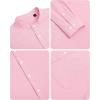 Alimens & Gentle Men’s Cotton Linen Shirts Long Sleeve Button Down Shirt Band Collar Beach Shirts(Pink)