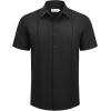 Alimens & Gentle Mens Cuban Guayabera Shirts Short Sleeve Button Down Shirts for Men Summer Beach Wedding(Black)