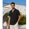 Alimens & Gentle Mens Cuban Guayabera Shirts Short Sleeve Button Down Shirts for Men Summer Beach Wedding(Black)