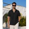Alimens & Gentle Mens Cuban Guayabera Shirts Short Sleeve Button Down Shirts for Men Summer Beach Wedding(Black)