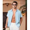 Alimens & Gentle Mens Cuban Guayabera Shirts Short Sleeve Button Down Shirts for Men Summer Beach Wedding(Blue)