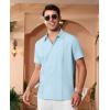 Alimens & Gentle Mens Cuban Guayabera Shirts Short Sleeve Button Down Shirts for Men Summer Beach Wedding(Blue)