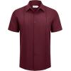 Alimens & Gentle Mens Cuban Guayabera Shirts Short Sleeve Button Down Shirts for Men Summer Beach Wedding(Burgundy)