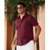 Alimens & Gentle Mens Cuban Guayabera Shirts Short Sleeve Button Down Shirts for Men Summer Beach Wedding(Burgundy)