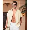 Alimens & Gentle Mens Cuban Guayabera Shirts Short Sleeve Button Down Shirts for Men Summer Beach Wedding(Champagne)