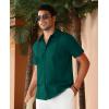Alimens & Gentle Mens Cuban Guayabera Shirts Short Sleeve Button Down Shirts for Men Summer Beach Wedding(Dark Green)