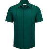 Alimens & Gentle Mens Cuban Guayabera Shirts Short Sleeve Button Down Shirts for Men Summer Beach Wedding(Dark Green)