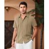 Alimens & Gentle Mens Cuban Guayabera Shirts Short Sleeve Button Down Shirts for Men Summer Beach Wedding(Dark Khaki)