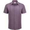 Alimens & Gentle Mens Cuban Guayabera Shirts Short Sleeve Button Down Shirts for Men Summer Beach Wedding(Dark Purple)