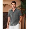 Alimens & Gentle Mens Cuban Guayabera Shirts Short Sleeve Button Down Shirts for Men Summer Beach Wedding(Deep Grey)