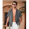 Alimens & Gentle Mens Cuban Guayabera Shirts Short Sleeve Button Down Shirts for Men Summer Beach Wedding(Deep Grey)