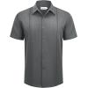 Alimens & Gentle Mens Cuban Guayabera Shirts Short Sleeve Button Down Shirts for Men Summer Beach Wedding(Deep Grey)