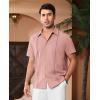 Alimens & Gentle Mens Cuban Guayabera Shirts Short Sleeve Button Down Shirts for Men Summer Beach Wedding(Deep Pink)