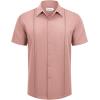 Alimens & Gentle Mens Cuban Guayabera Shirts Short Sleeve Button Down Shirts for Men Summer Beach Wedding(Deep Pink)