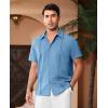 Alimens & Gentle Mens Cuban Guayabera Shirts Short Sleeve Button Down Shirts for Men Summer Beach Wedding(Denim Blue)