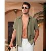 Alimens & Gentle Mens Cuban Guayabera Shirts Short Sleeve Button Down Shirts for Men Summer Beach Wedding(Green)