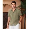 Alimens & Gentle Mens Cuban Guayabera Shirts Short Sleeve Button Down Shirts for Men Summer Beach Wedding(Green)