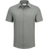 Alimens & Gentle Mens Cuban Guayabera Shirts Short Sleeve Button Down Shirts for Men Summer Beach Wedding(Grey)