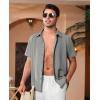 Alimens & Gentle Mens Cuban Guayabera Shirts Short Sleeve Button Down Shirts for Men Summer Beach Wedding(Grey)