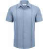 Alimens & Gentle Mens Cuban Guayabera Shirts Short Sleeve Button Down Shirts for Men Summer Beach Wedding(Grey Blue)