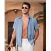 Alimens & Gentle Mens Cuban Guayabera Shirts Short Sleeve Button Down Shirts for Men Summer Beach Wedding(Grey Blue)