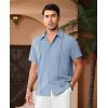 Alimens & Gentle Mens Cuban Guayabera Shirts Short Sleeve Button Down Shirts for Men Summer Beach Wedding(Grey Blue)