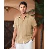 Alimens & Gentle Mens Cuban Guayabera Shirts Short Sleeve Button Down Shirts for Men Summer Beach Wedding(Khaki)