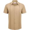 Alimens & Gentle Mens Cuban Guayabera Shirts Short Sleeve Button Down Shirts for Men Summer Beach Wedding(Khaki)