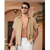 Alimens & Gentle Mens Cuban Guayabera Shirts Short Sleeve Button Down Shirts for Men Summer Beach Wedding(Khaki)