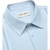 Alimens & Gentle Mens Cuban Guayabera Shirts Short Sleeve Button Down Shirts for Men Summer Beach Wedding(Light Blue)