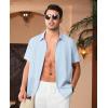 Alimens & Gentle Mens Cuban Guayabera Shirts Short Sleeve Button Down Shirts for Men Summer Beach Wedding(Light Blue)