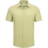 Alimens & Gentle Mens Cuban Guayabera Shirts Short Sleeve Button Down Shirts for Men Summer Beach Wedding(Light Green)
