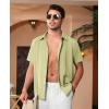 Alimens & Gentle Mens Cuban Guayabera Shirts Short Sleeve Button Down Shirts for Men Summer Beach Wedding(Light Green)