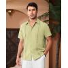 Alimens & Gentle Mens Cuban Guayabera Shirts Short Sleeve Button Down Shirts for Men Summer Beach Wedding(Light Green)