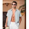 Alimens & Gentle Mens Cuban Guayabera Shirts Short Sleeve Button Down Shirts for Men Summer Beach Wedding(Light Grey)