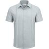 Alimens & Gentle Mens Cuban Guayabera Shirts Short Sleeve Button Down Shirts for Men Summer Beach Wedding(Light Grey)