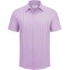 Alimens & Gentle Mens Cuban Guayabera Shirts Short Sleeve Button Down Shirts for Men Summer Beach Wedding(Light Purple)
