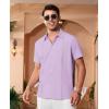 Alimens & Gentle Mens Cuban Guayabera Shirts Short Sleeve Button Down Shirts for Men Summer Beach Wedding(Light Purple)