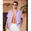 Alimens & Gentle Mens Cuban Guayabera Shirts Short Sleeve Button Down Shirts for Men Summer Beach Wedding(Light Purple)