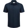 Alimens & Gentle Mens Cuban Guayabera Shirts Short Sleeve Button Down Shirts for Men Summer Beach Wedding(Navy Blue)